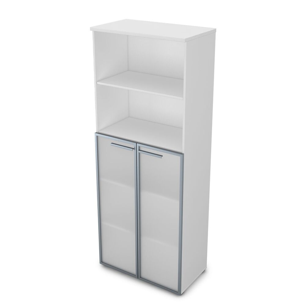 Шкаф высокий со стеклом и открытой полкой