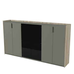 Шкаф средний, со стеклом, трехсоставный