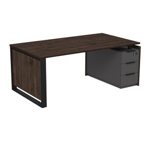 Стол рабочий на опорной угловой тумбе, с ящиками (метабокс), с код замком