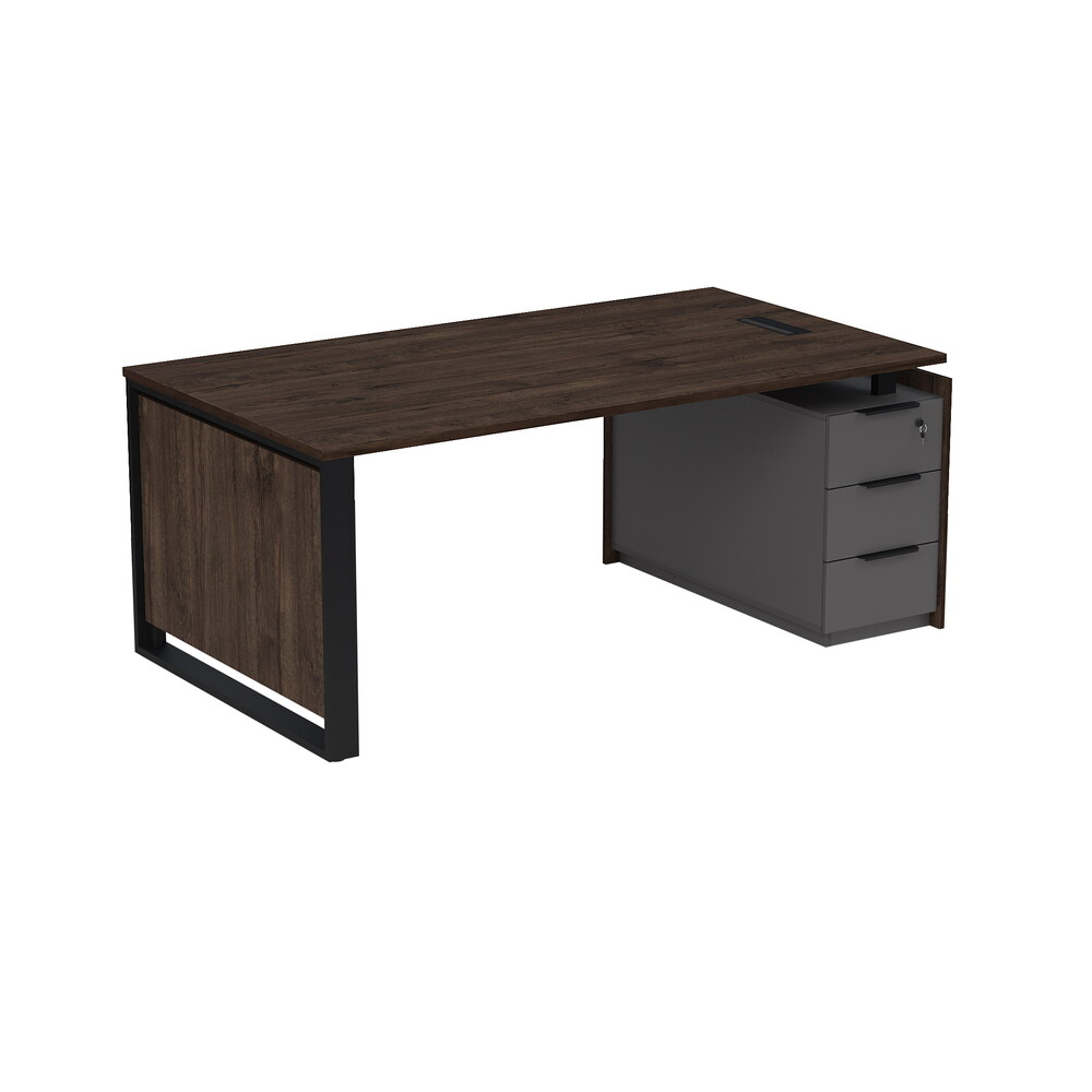 Стол рабочий с люч, на опорной угловой тумбе, с ящиками, с замком