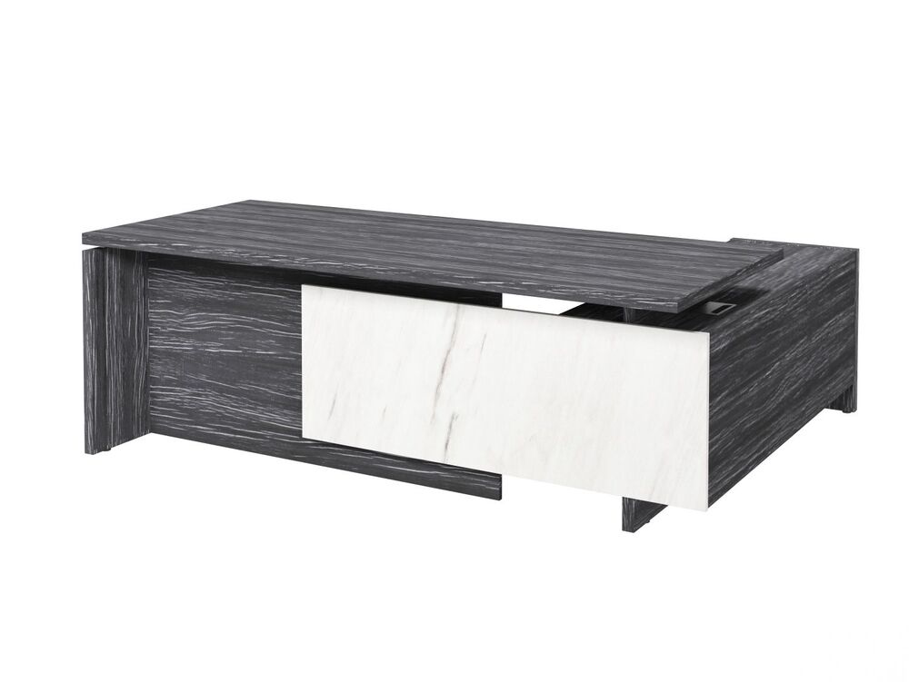 Стол руководителя с опорной тумбой (левый) (Фурнитура черная)