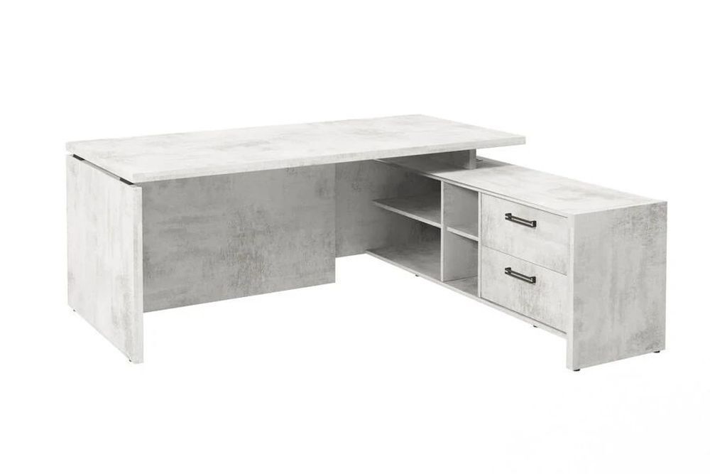 Стол руководителя с опорной тумбой (правый) (Фурнитура черная)