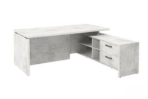 Стол руководителя с опорной тумбой (правый) (Фурнитура черная)