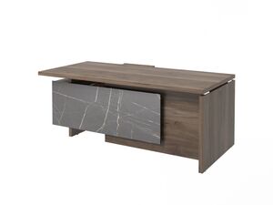 Стол руководителя с опорной тумбой (правый) (Фурнитура черная)