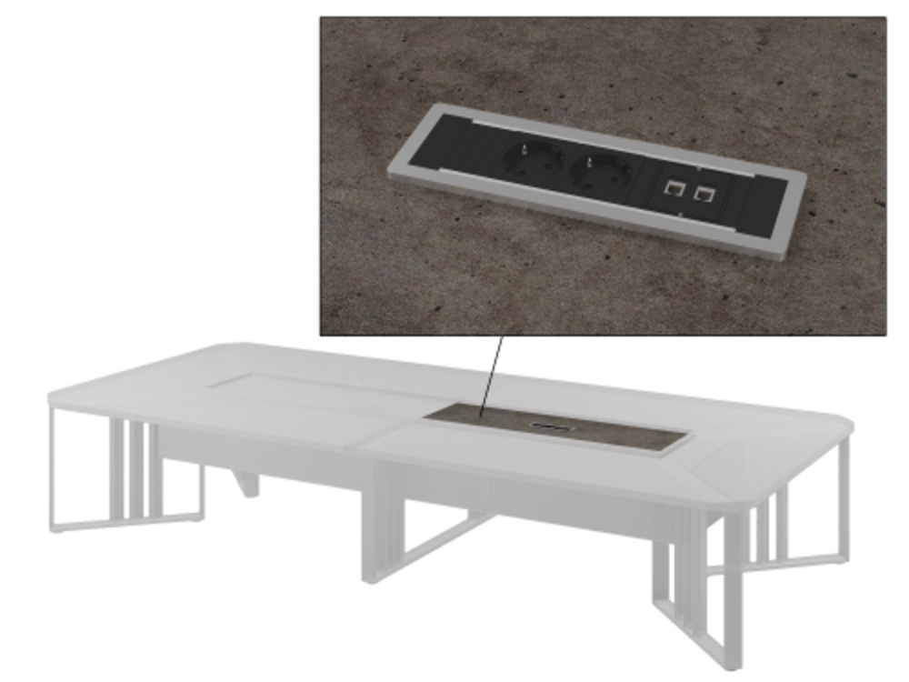 Центральная вставка стола переговора с блоком розеток