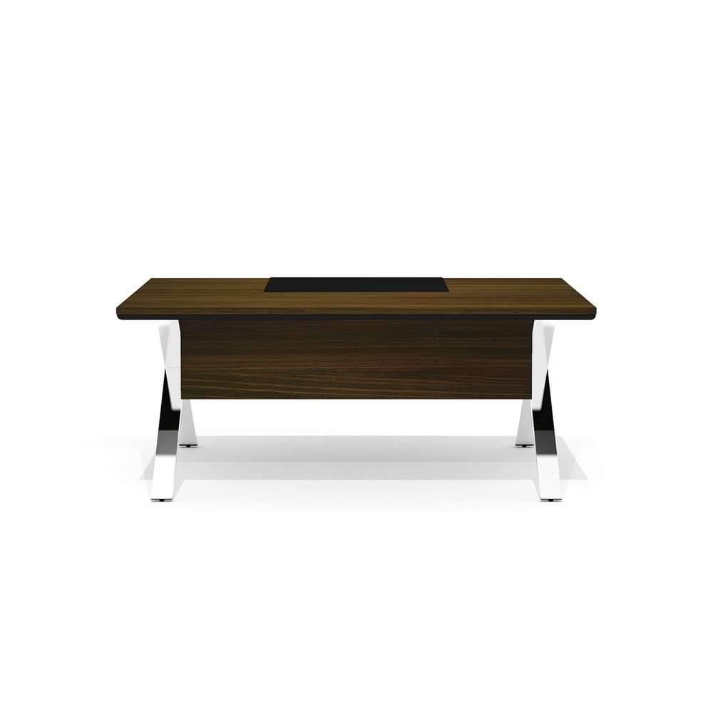 Стол руководителя с траверсом на металлическом каркасе