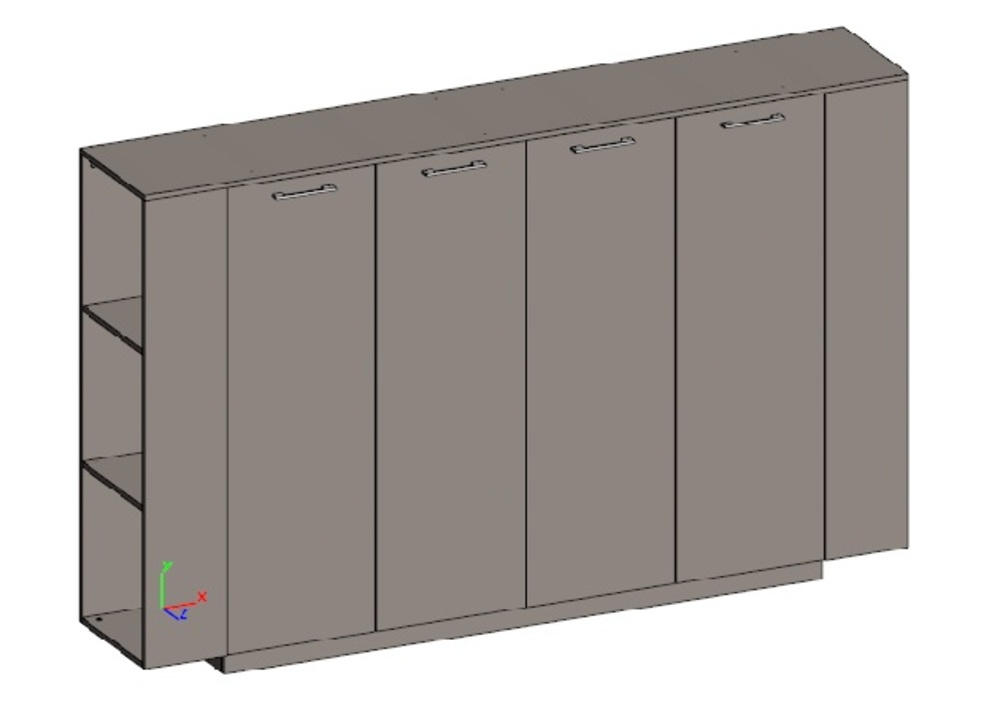 Двойной шкаф средний универсальный с боковыми стеллажами (двери ЛДСП)
