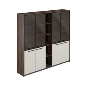 Шкаф высокий комбинированный со стеклом (2 шт) со стеллажом