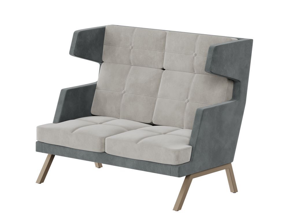 Диван двухместный высокий с декором из пуговиц