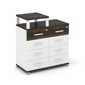 Тумба приставная широкая 8 ящиков с надставкой узкой