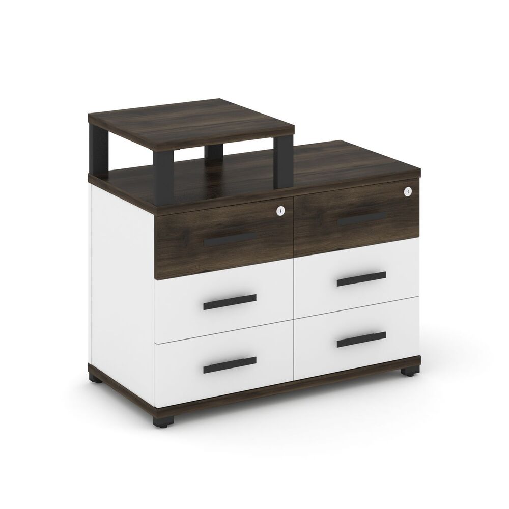 Тумба приставная широкая 6 ящиков с надставкой узкой