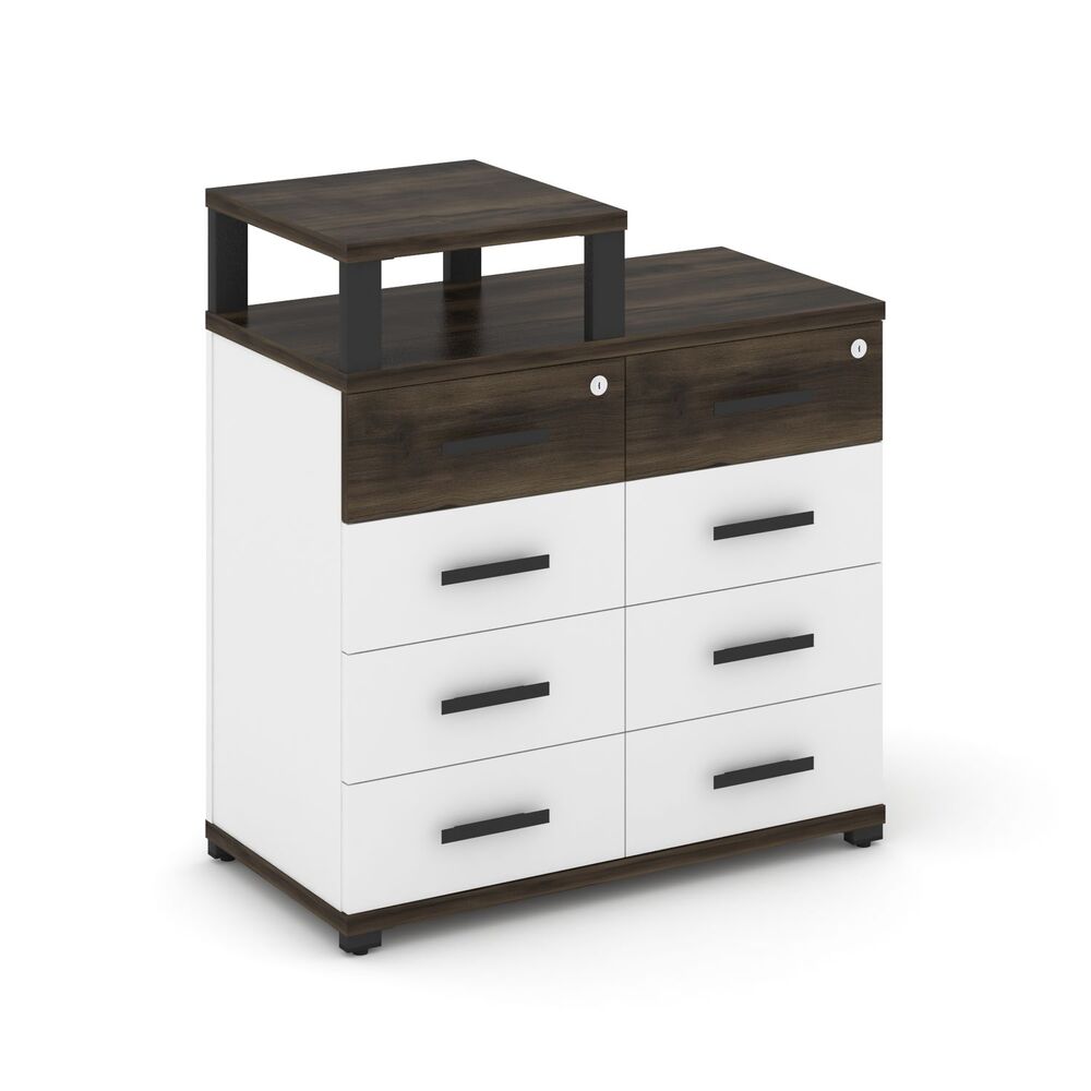 Тумба приставная широкая 8 ящиков с надставкой узкой