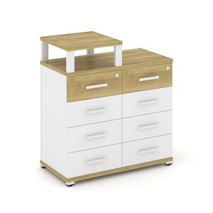 Тумба приставная широкая 8 ящиков с надставкой узкой