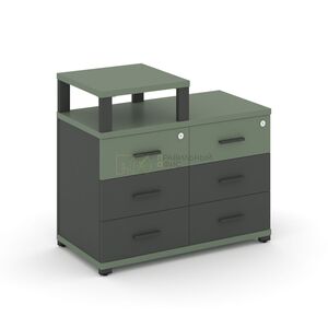 Тумба приставная широкая 6 ящиков с надставкой узкой