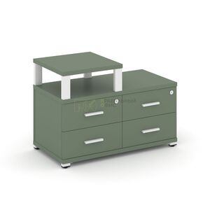 Тумба приставная широкая 4 ящика с надставкой узкой