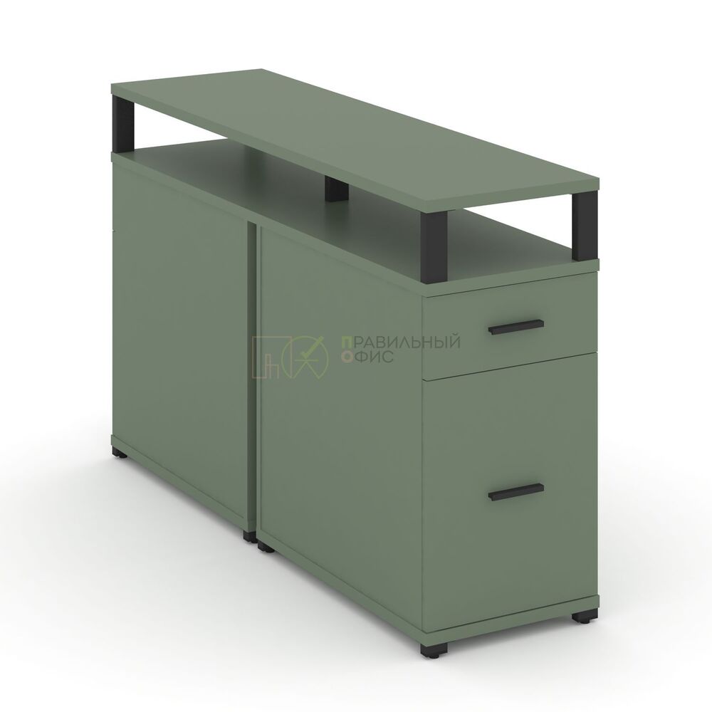 Тумба двухсторонняя опорная/приставная 1 ящик + 1 распашной фасад с надставкой