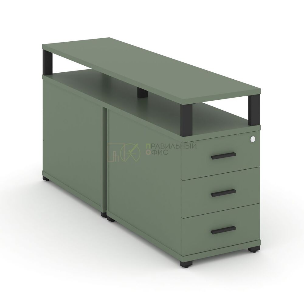 Тумба двухсторонняя приставная 3 ящика с надставкой