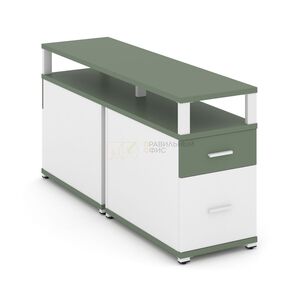 Тумба двухсторонняя приставная 1 ящик + 1 распашной фасад с надставкой