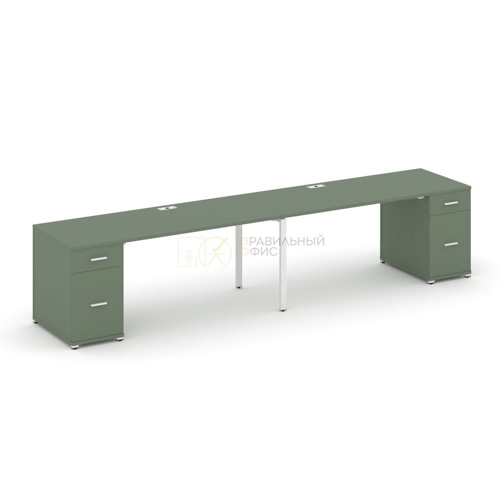 Рабочая станция на 2 места с двумя опорными тумбами