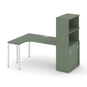 Стол эргономичный с опорным шкафом-купе с надставкой высокой левый