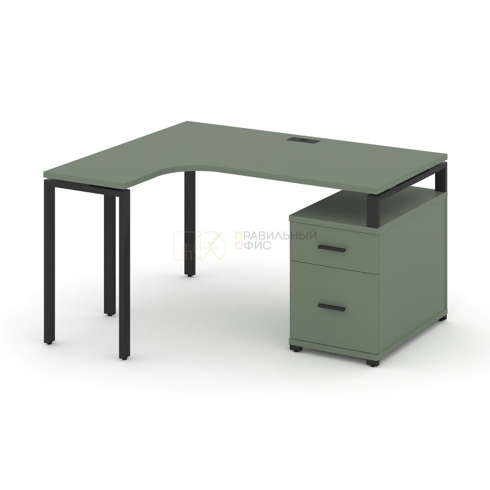 Стол эргономичный левый с опорной тумбой