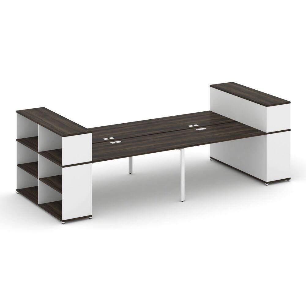 Рабочая станция с опорными стеллажами с надставкой низкой