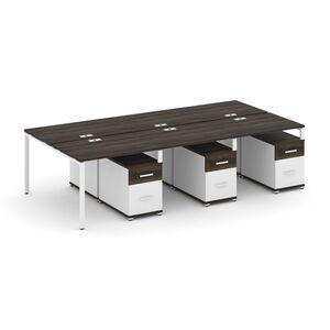 Рабочая станция на 6 мест с тремя двухсторонними опорными тумбами