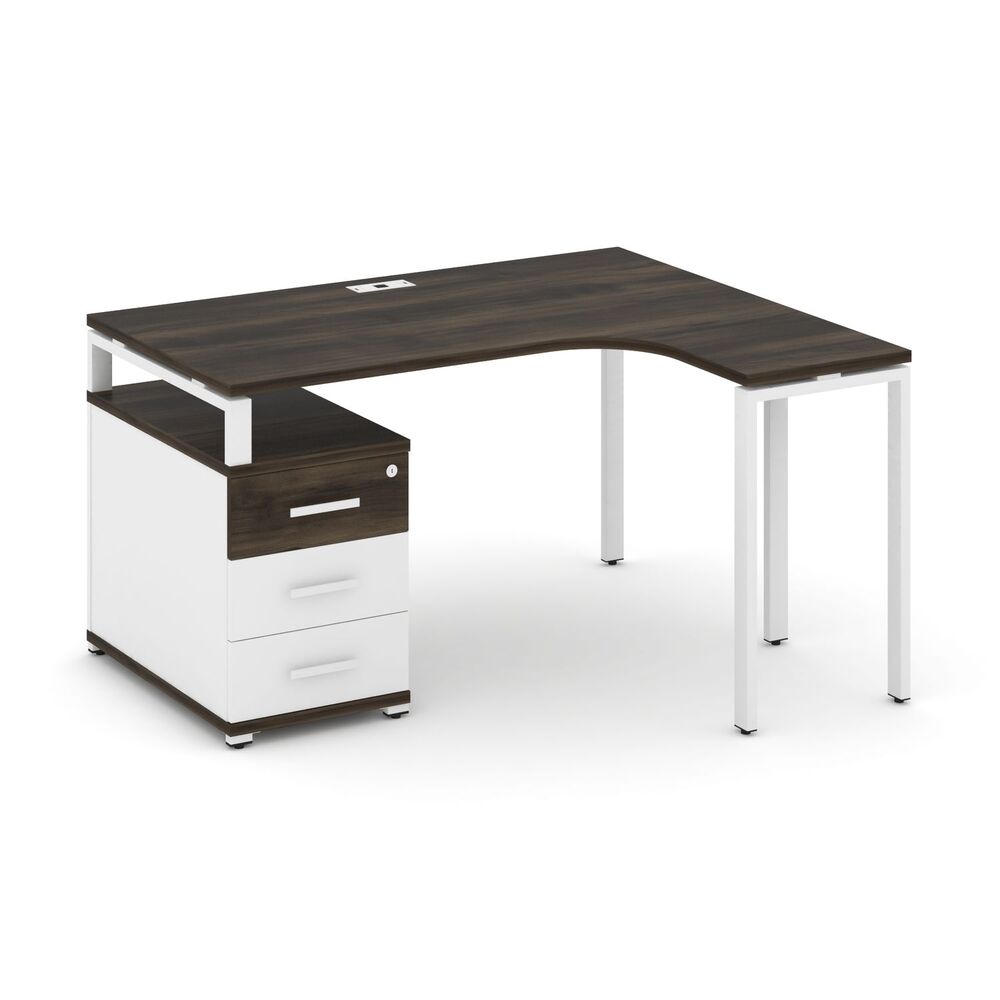 Стол эргономичный правый с опорной тумбой