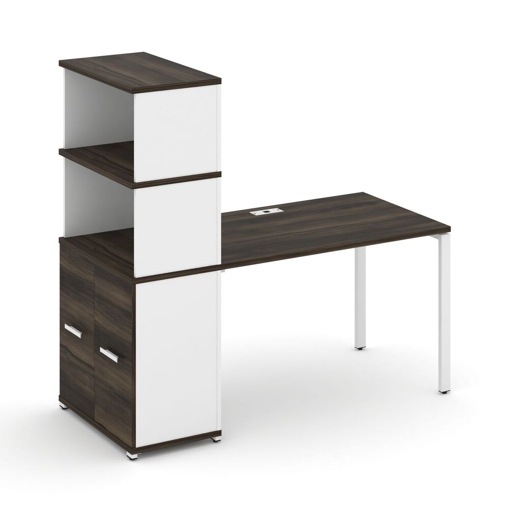 Стол рабочий с опорным распашным шкафом с надставкой высокой