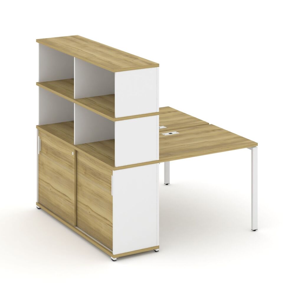 Рабочая станция с опорным шкафом купе с надставкой высокой