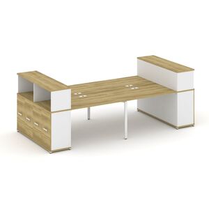 Рабочая станция с опорными распашными шкафоми с надставкой низкой