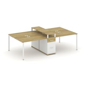 Рабочая станция на 4 места с одной опорной тумбой