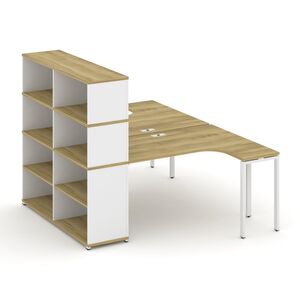 Рабочая станция с опорным стеллажом с надставкой высокой