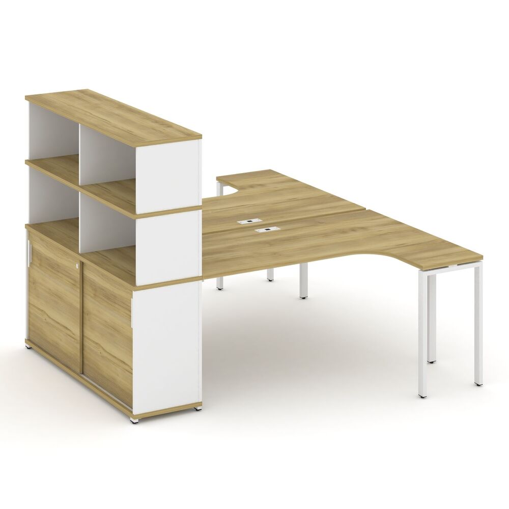 Рабочая станция с опорным шкафом-купе с надставкой высокой