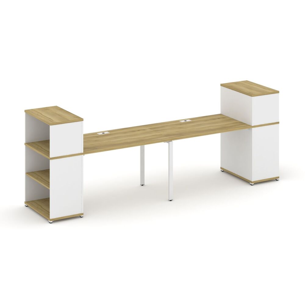 Рабочая станция с опорными стеллажами с надставкой низкой