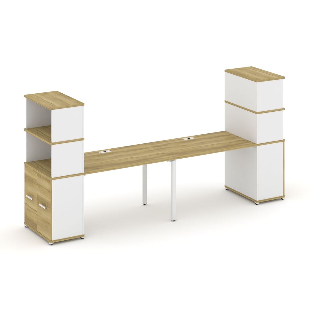 Рабочая станция с опорными распашными шкафами с надставкой высокой