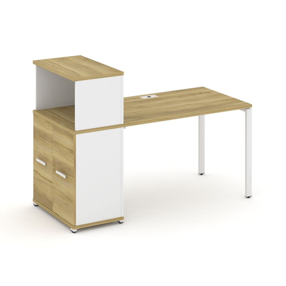 Стол рабочий с опорным распашным шкафом с надставкой низкой