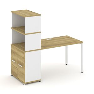 Стол рабочий с опорным распашным шкафом с надставкой высокой