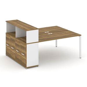 Рабочая станция с опорным распашным шкафом с надставкой низкой