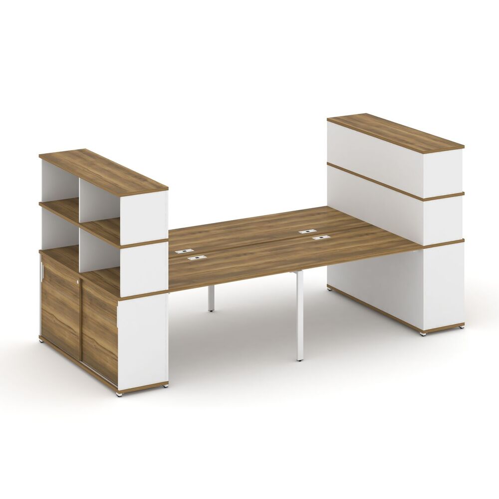 Рабочая станция с опорными шкафами купе с надставкой высокой