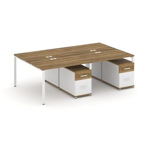 Рабочая станция на 4 места с двумя двухсторонними опорными тумбами