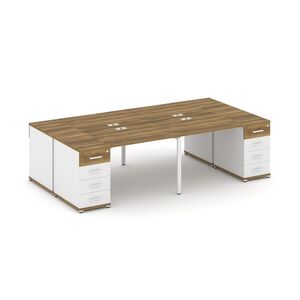 Рабочая станция на 4 места с двумя опорными тумбами