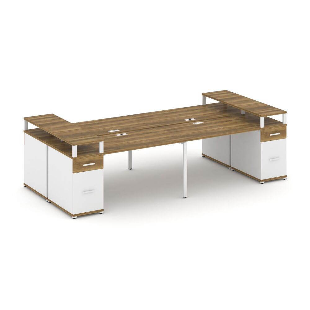 Рабочая станция на 4 места с двумя опорными тумбами