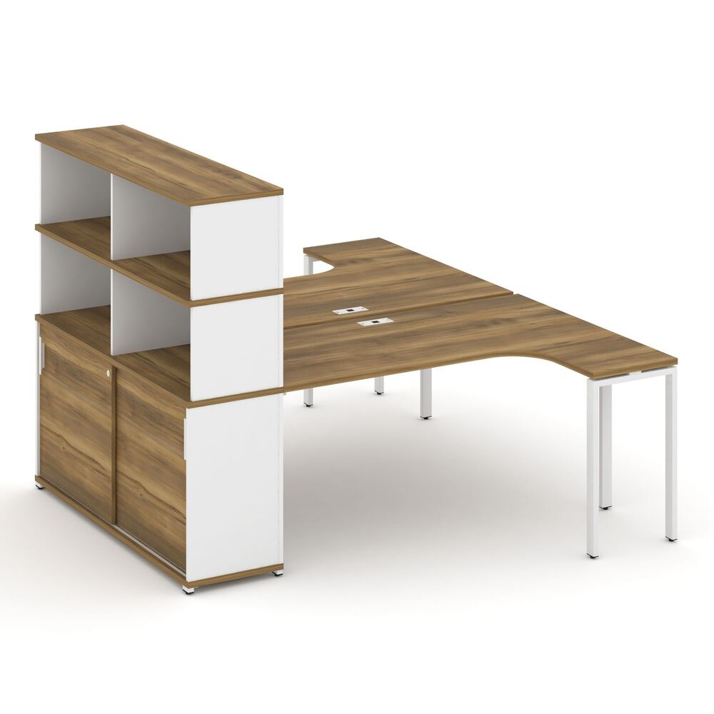 Рабочая станция с опорным шкафом-купе с надставкой высокой