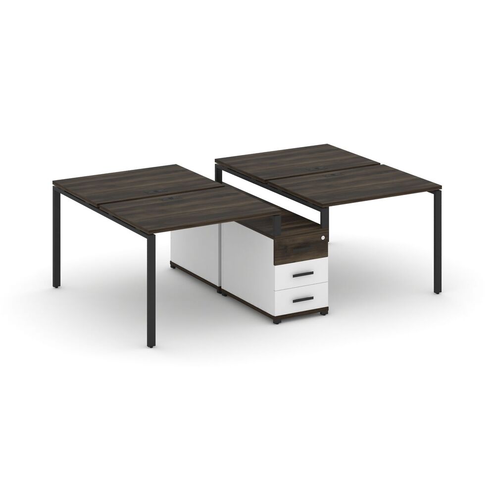 Рабочая станция на 4 места с двухсторонней опорной тумбой