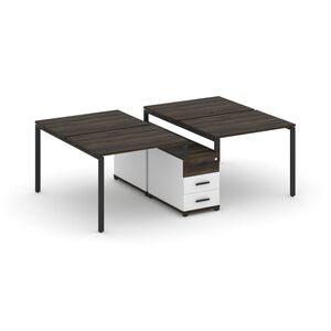 Рабочая станция на 4 места с двухсторонней опорной тумбой