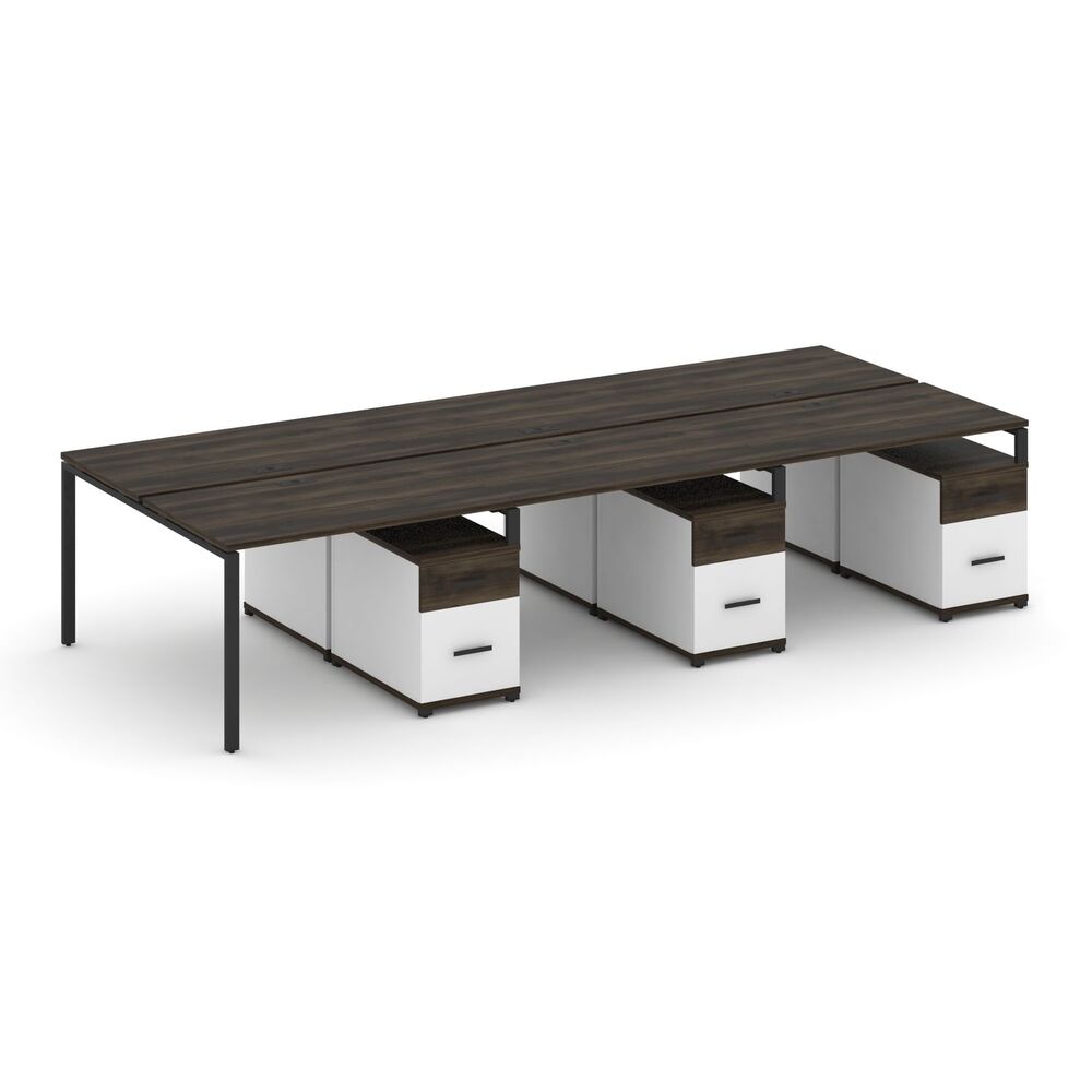 Рабочая станция на 6 мест с тремя двухсторонними опорными тумбами