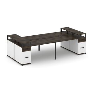 Рабочая станция на 4 места с двумя опорными тумбами