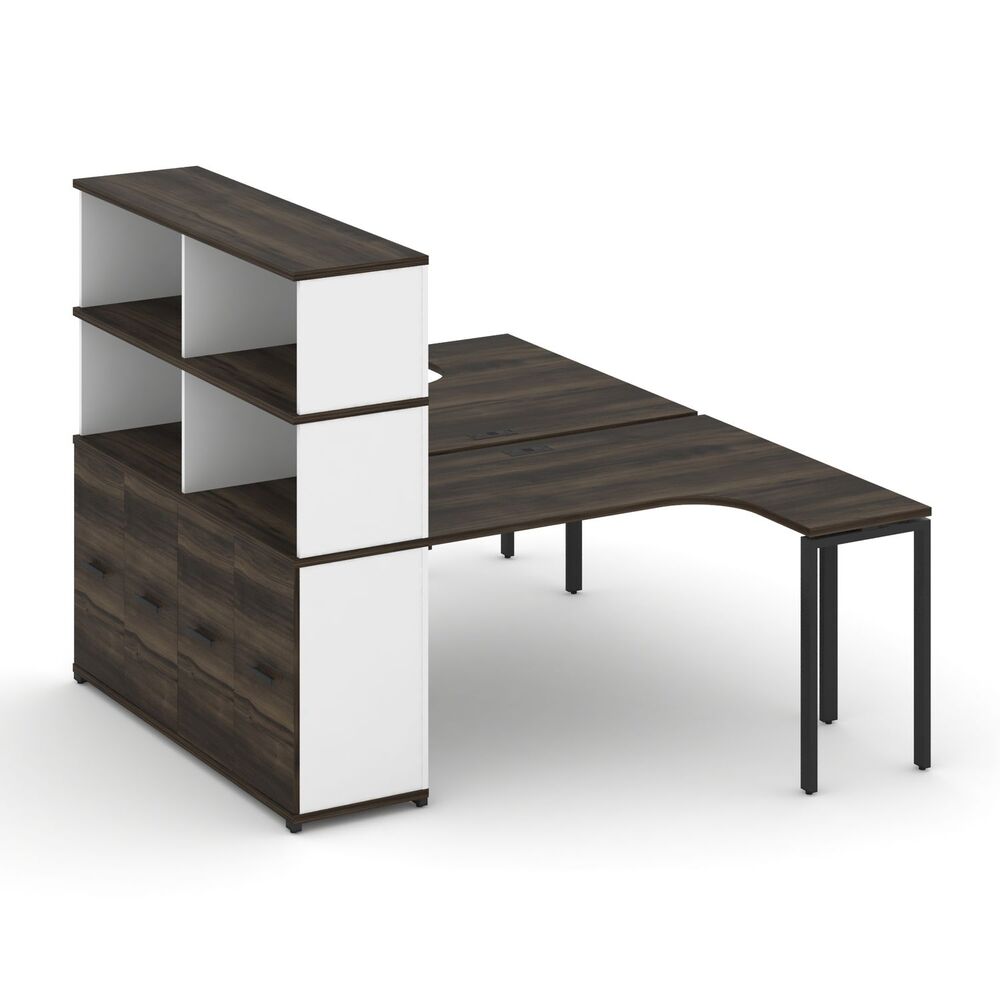 Рабочая станция с опорным распашным шкафом с надставкой высокой