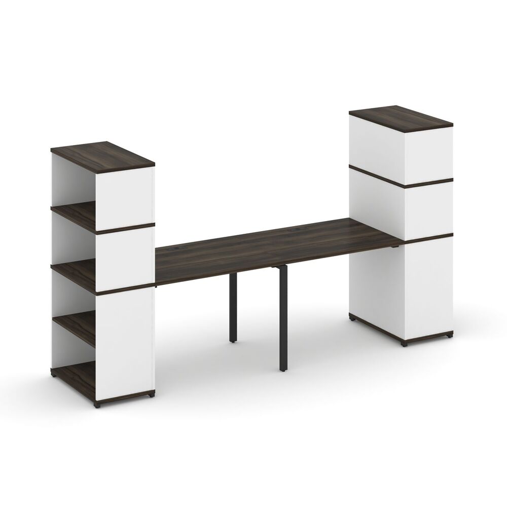 Рабочая станция с опорными стеллажами с надставкой высокой